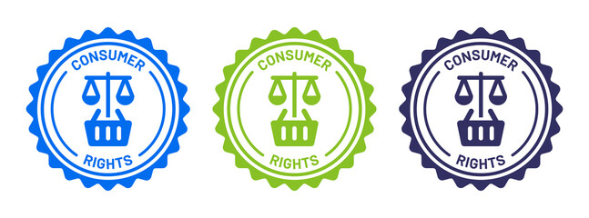 Consumer right icon badge. Customer law protection symbol vector illustration.