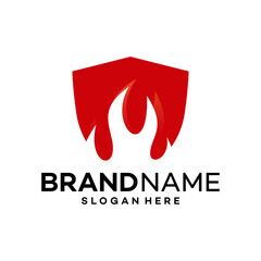 Fire Shield Icon Element. Flame Logo Design Template Illustration Vector