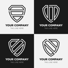 Shield logo icon template collection set design, generic line style