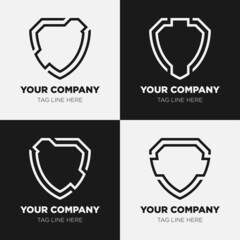 Shield logo icon template collection set design, generic line style