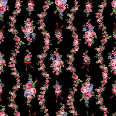 Beautiful rose vertical stripe seamless pattern,