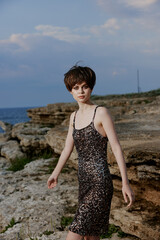 fashionable woman modern nature luxury posing freedom outdoors unaltered