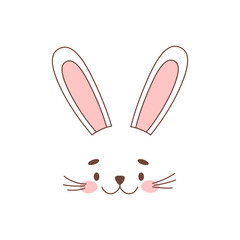 Face of Easter rabbit on the white background	
