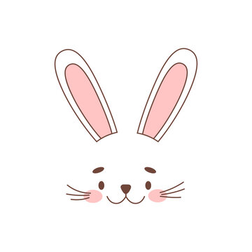 Face of Easter rabbit on the white background	
