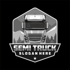 semi truck logo design vector