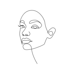 Abstract Face Continuous Line Drawing. Female Face One Line Style. Minimalist Fashion Concept, Woman Beauty Drawing. Modern Contemporary Portrait. Vector EPS 10