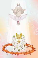 background with distinctive symbols of holy communion  - 488503698