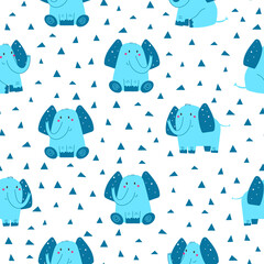 Elephant cute seamless pattern