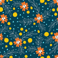 Floral pattern on blue background