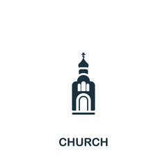 Church icon. Monochrome simple icon for templates, web design and infographics