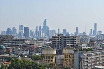 View from the top of the Golden Mount, This place is a replica of a mountain pagoda, located in the Wat Saket Temple.