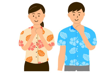 応援する沖縄の若い男女