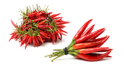 Red chili peppers on white background
