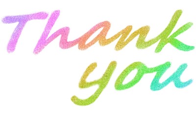 クレヨンで描かれた「Thank you」の虹色の文字イラスト