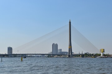 Rama VIII Bridge is a cable-stayed bridge crossing the Chao Phraya River in Bangkok, Thailand. This bridge is 475 meters long with a height of 160 meters.