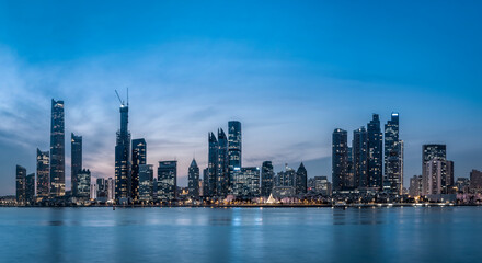 Obraz premium Qingdao city coastline buildings landscape and sky clouds