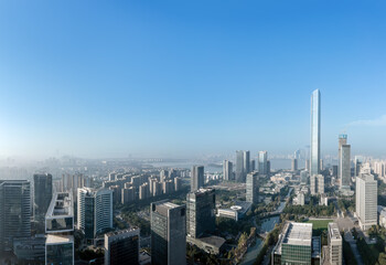 Obraz premium Aerial photography of office building of Suzhou East Lake International Financial Center