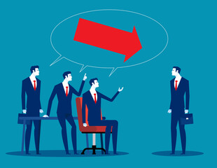 Group people colleagues blaming individual. Business office team concept