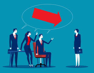 Group people colleagues blaming individual. Business office team concept