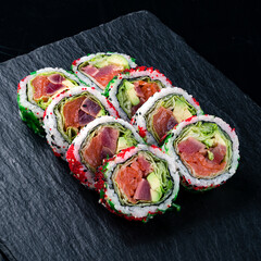 futomaki with salmon and tuna