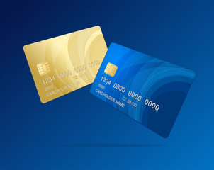 Realistic Detailed 3d Falling Different Credit Debit Card Mockup Set. Vector - 488507258
