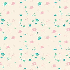 Seamless floral pattern in pastel trending colors 2022, minimalist simple background.Vector design for fabric, textile, wallpaper, prints, decorations, packaging.