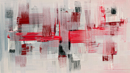 Bright modern artwork, abstract paint strokes, oil painting on canvas. Grey artistic texture, brush daubs and smears