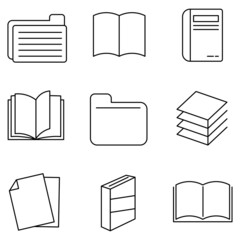 Various types of notebooks, books, notebooks icons, commonly used and in schools