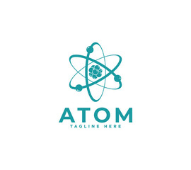 Scientific atom logo, symbol or icon vector image. - obrazy, fototapety, plakaty