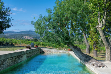 natural swimming pool with blue green water