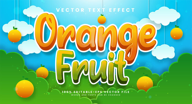 Orange fruit editable text style effect with paper cut style.