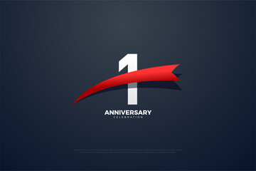 1st anniversary background with number illustration..