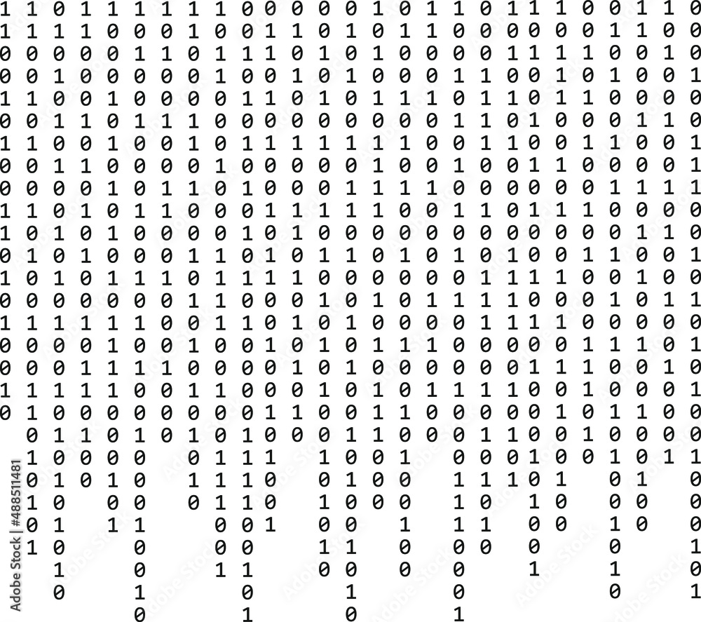 Poster binary code zero one matrix white background. technology connection digital data abstract background