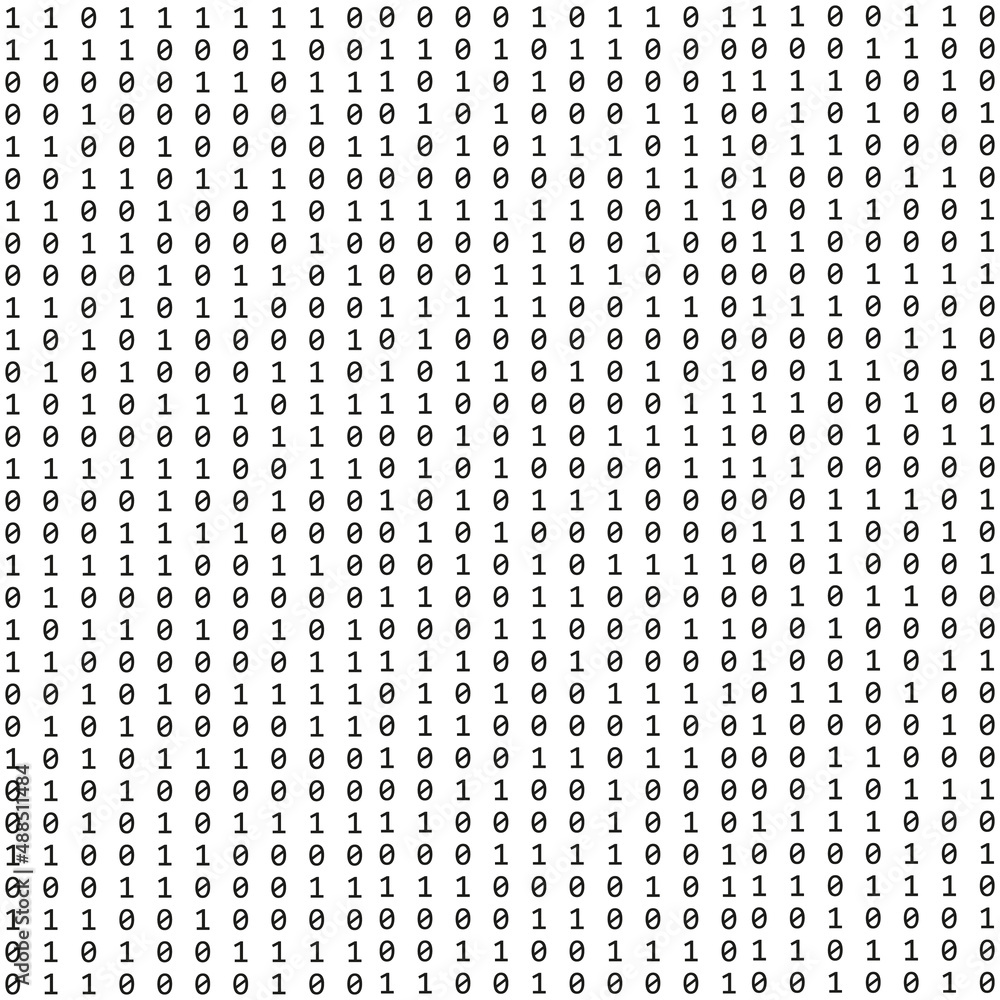 Wall mural binary code zero one matrix white background. technology connection digital data abstract background