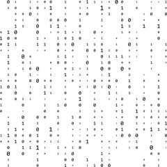 Binary code zero one matrix white background. Technology connection digital data abstract background. Information technology concept.