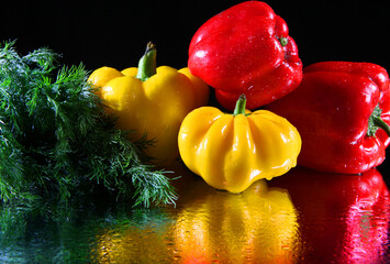 red and yellow peppers