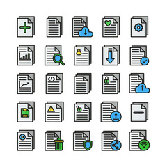 Document icon set vector line for website, mobile app, presentation, social media. Suitable for user interface and user experience.