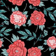 Tuinposter Watercolor seamless pattern with floral bouquets. Vintage botanical illustration. Elegant decoration for any kind of a design. Fashion print with colorful abstract flowers. Watercolor texture.  © Natallia Novik