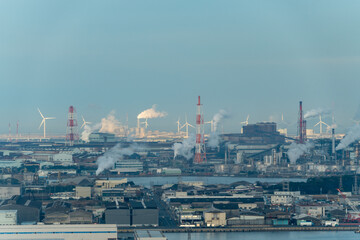 View of the industrial area of ​​Kitakyushu city,　JAPAN.