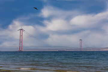 Obraz premium new bridge connecting two continents 1915 canakkale bridge (dardanelles bridge), Canakkale, Turkey