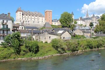 Fototapeta na wymiar river gave and castle in pau (france) 