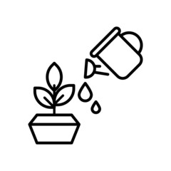 Watering Plants Vector Outline Icon Design illustration. Agriculture and Farming Symbol on White background EPS 10 File