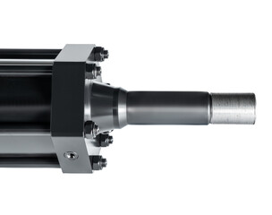 Black hydraulic cylinder pump on white background isolated