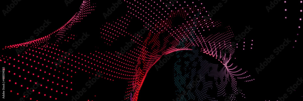 Aufkleber black background with red wave. abstract colored waves on a dark background. modern abstraction bann