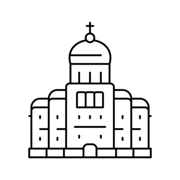 recommend clip art: church or monastery christianity building line icon vector illustration