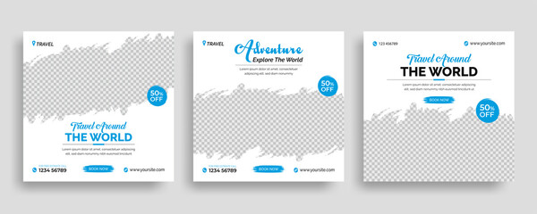 Travel holiday vacation social media post web banner