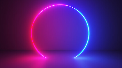 3d rendered illustration of a neon style ring - obrazy, fototapety, plakaty