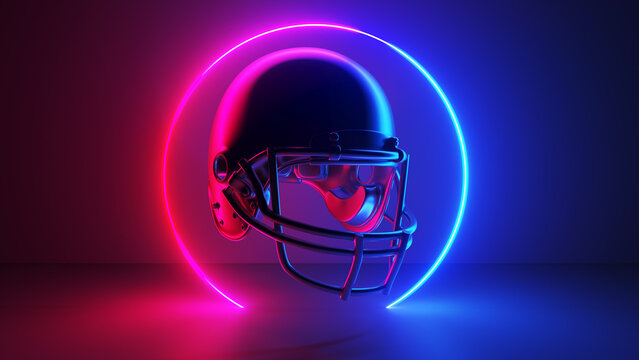 3d rendered illustration of a neon style football helmet