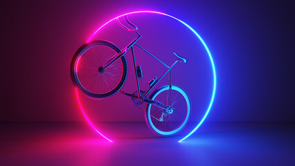 Fototapeta na wymiar 3d rendered illustration of a neon style bicycle