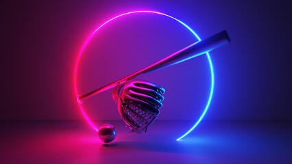 Fototapeta na wymiar 3d rendered illustration of a neon style baseball bat